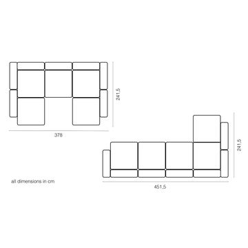 Figure It Out Furniture Leather U-Shape L Sofa Modular Canvas - Stone