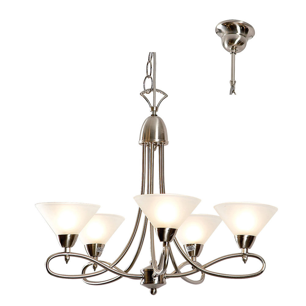 Martini Twist - 5 Lights - Chandelier - 500mm - Satin Chrome