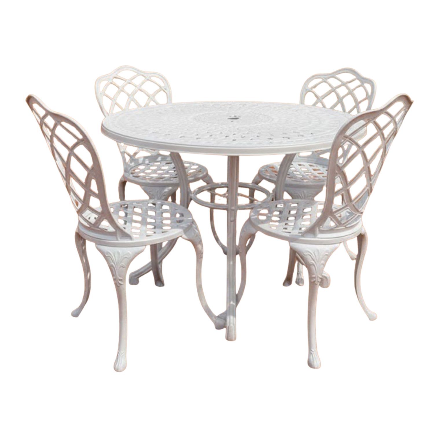Coral Aluminium Dining Set 4-Seater - White