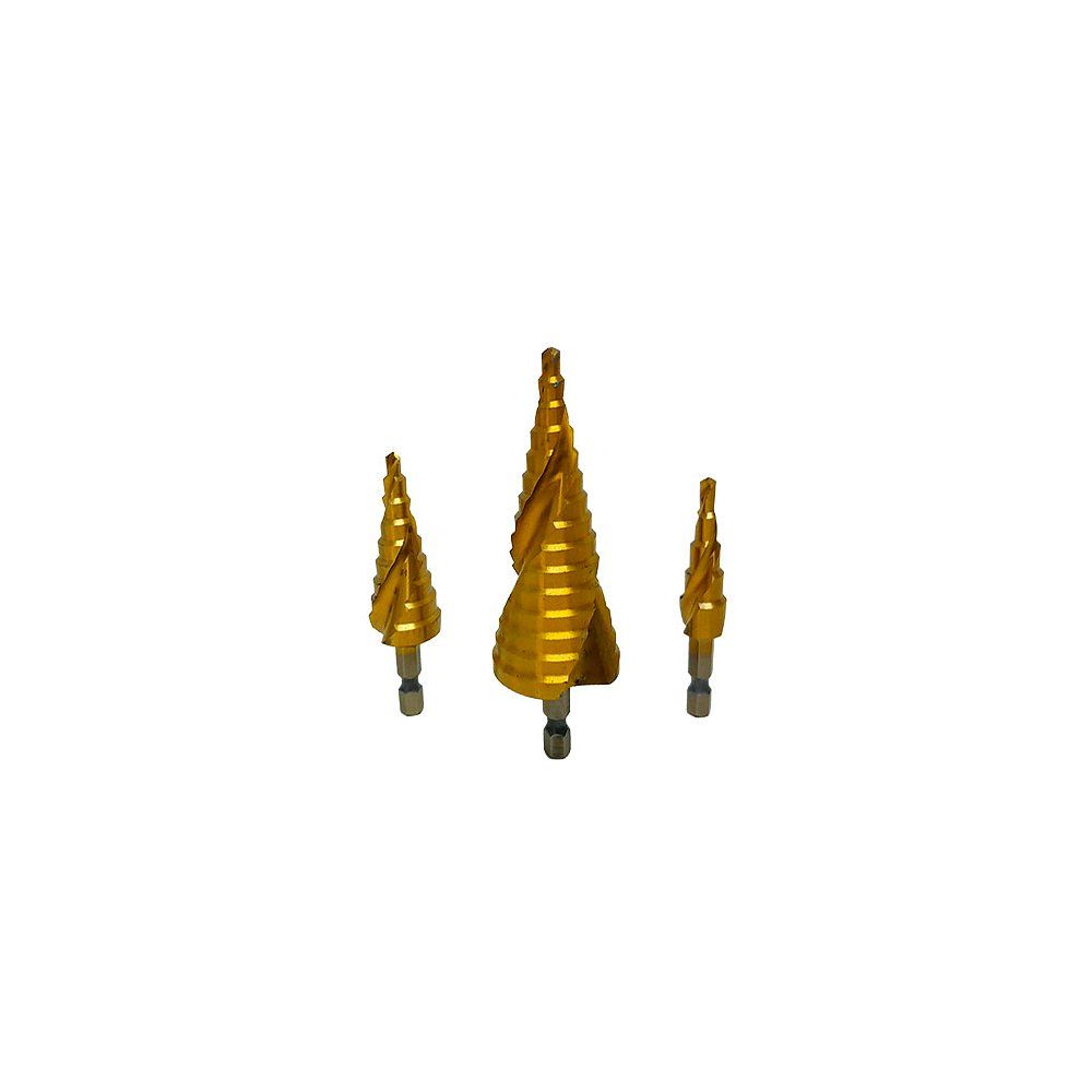 3‑Piece HSS Step Drill Bit Set (4–12mm, 4–20mm, 4–32mm)