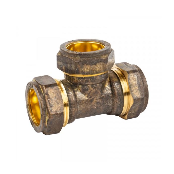 Bulk Pack x 10 Compression Brass Tee CxCxc 22mm