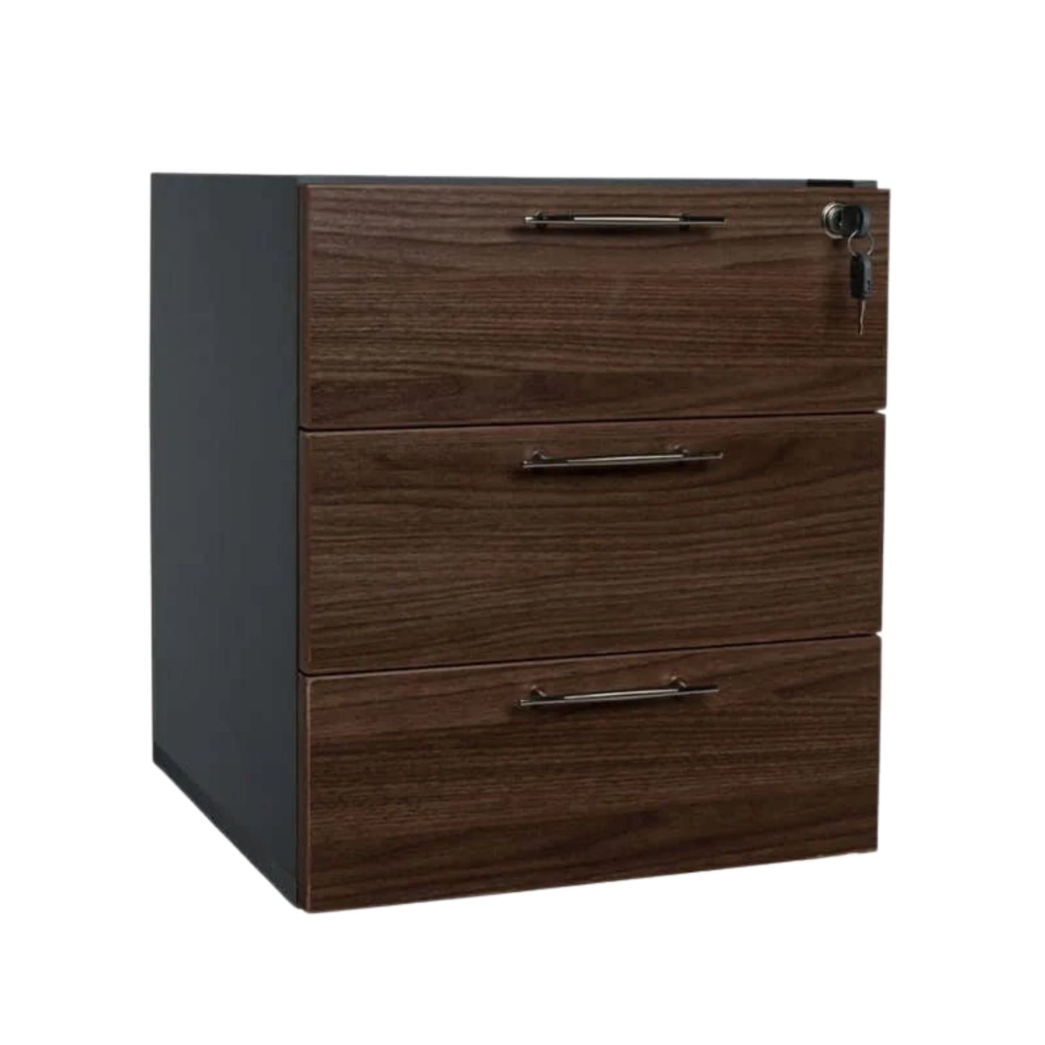 Walnut 3 Drawer Desk Storage Unit