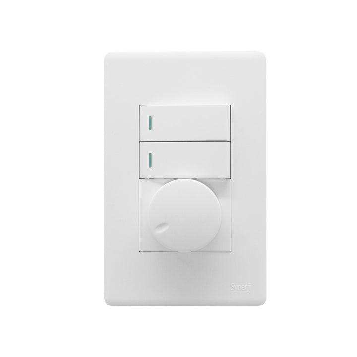 SYNERJI DIMMER DIAL SWT DECO 2 LEVER+LIGHT 4X2 - White