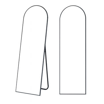CURVED FULL-LENGTH STANDING MIRROR WITH INK BLACK ALUMINUM FRAME