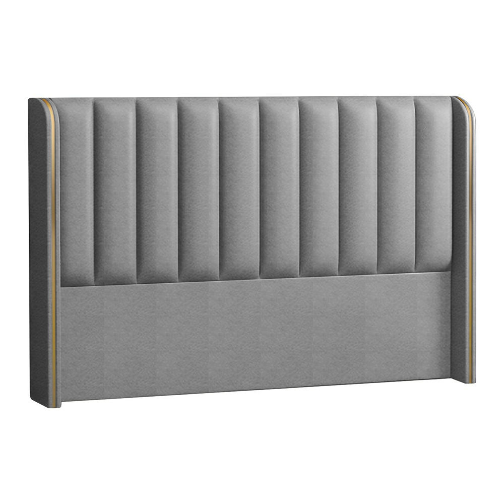 Coralie Upholstered Velvet Wingback Headboard Grey King