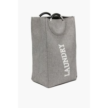 RING HANDLE LAUNDRY BAG Collapsible Fabric Laundry Basket with Printed Typography