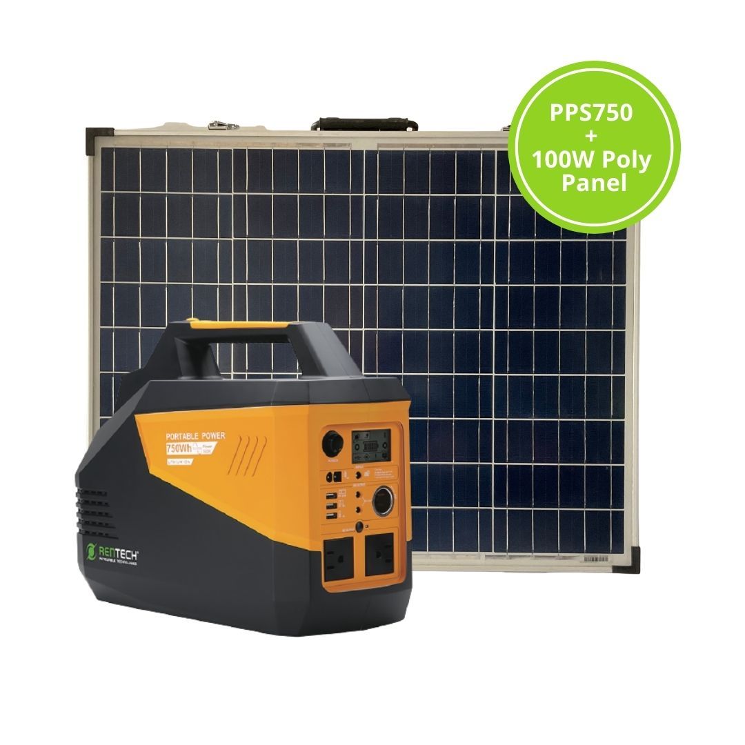 PPS750 Portable Power Station and 100W Foldable Poly PV Panel