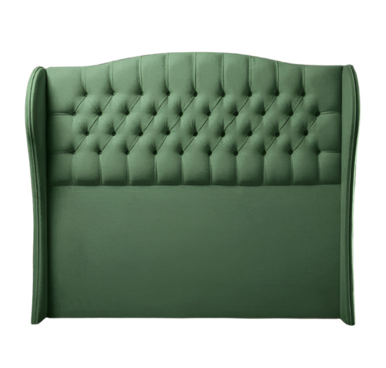 Codie Buttoned Winged Headboard Double -Green