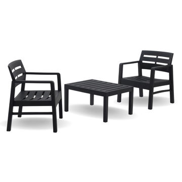 ECONOFURN  Progarden Lombok 3 Piece Patio / Balcony Set - Anthracite