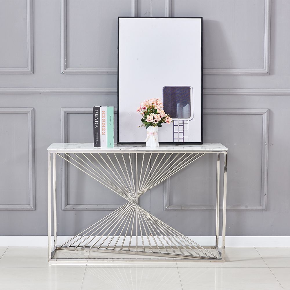 EFURN- Net Console Table in Silver