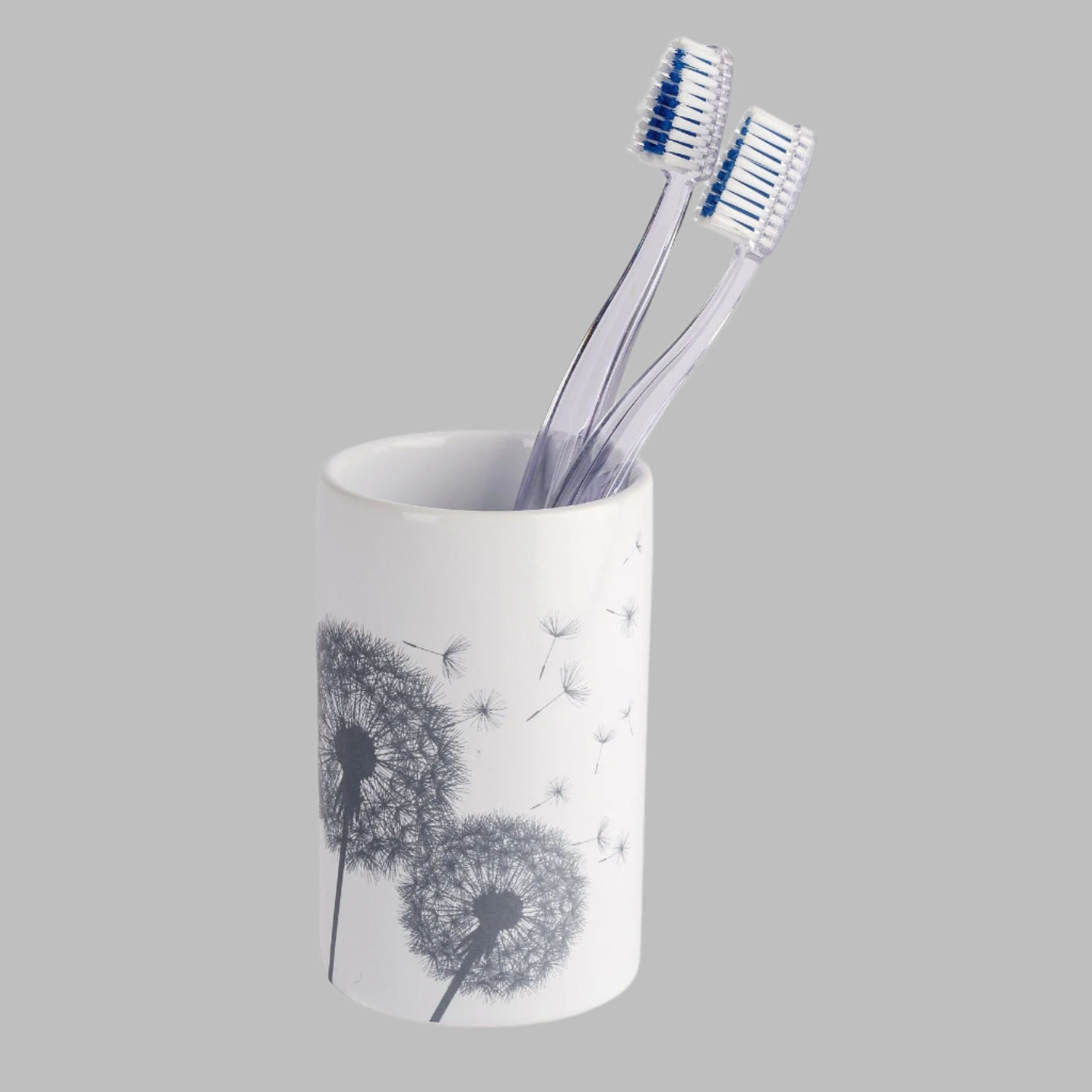 Toothbrush Tumbler Astera Range Ceramic White/Grey