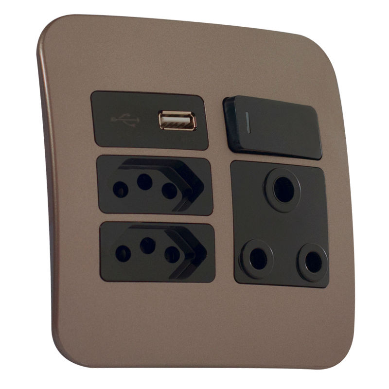 VETi 1 - Bronze USB Wall Socket - Complete