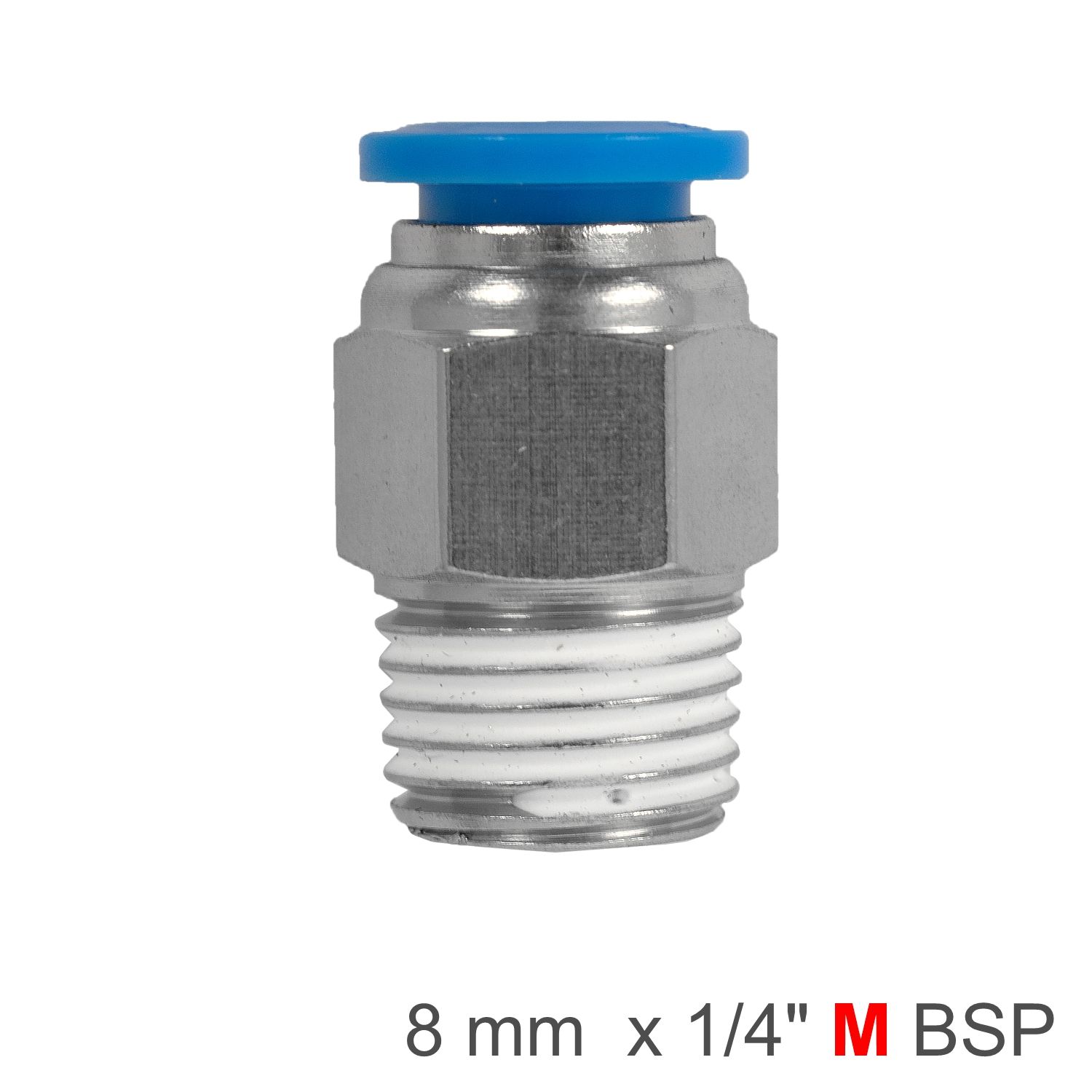 PU HOSE FITTING STRAIGHT STUD 8MM-1/4 M