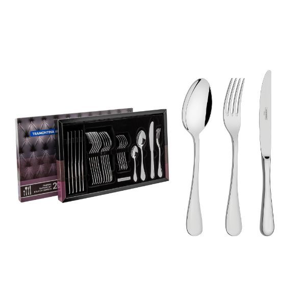 Tramontina 24pc Classic Stainless Steel Flatware Set with High Gloss Finish