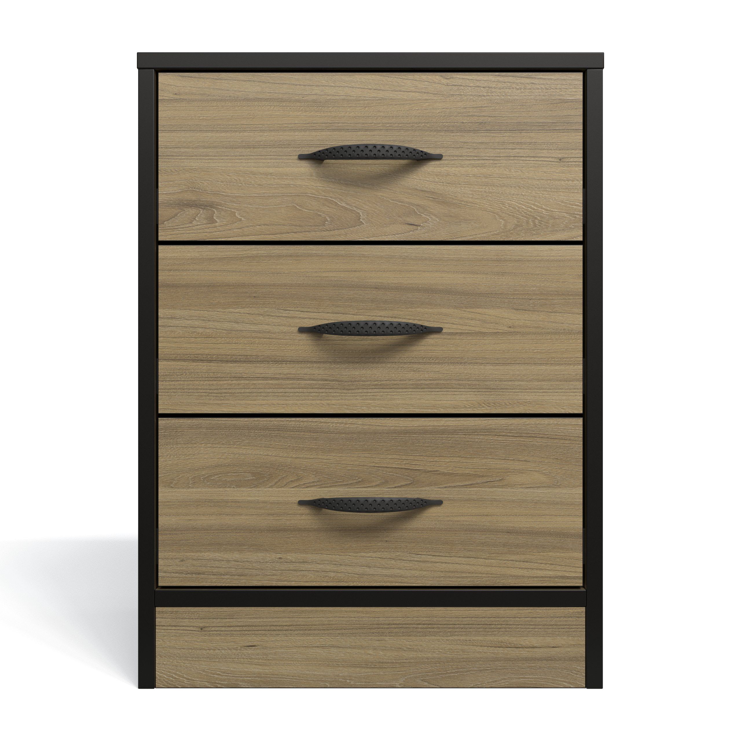 Price Cut - Foundation Three Drawer Bedside Table - Swiss Elm