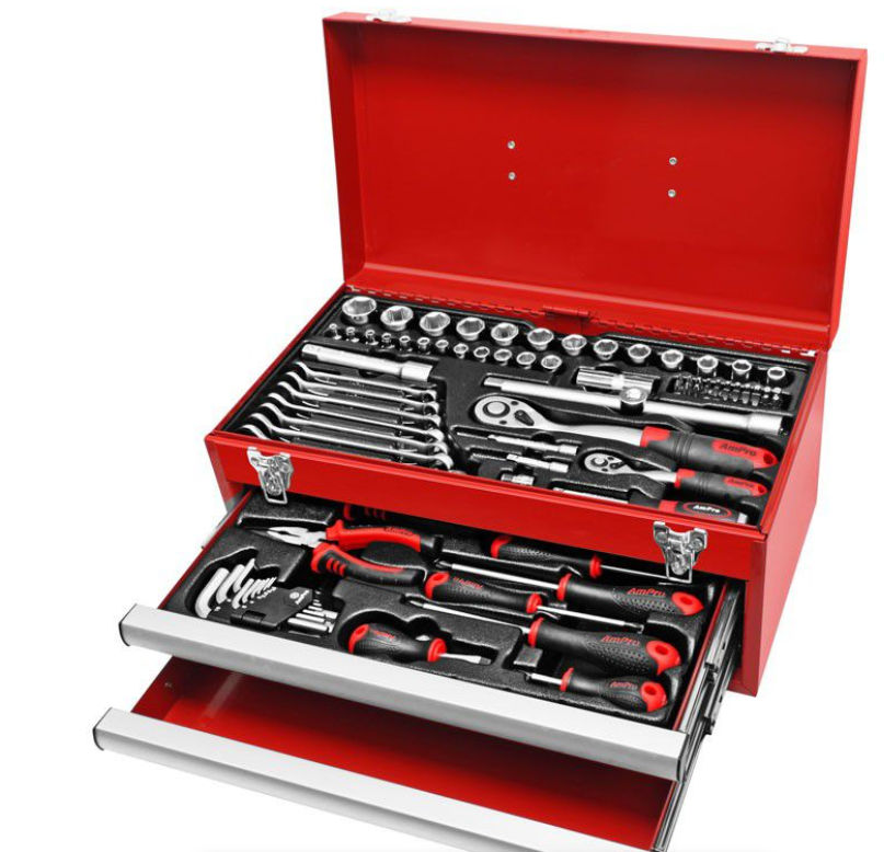 Ampro - 2 Drawer Chest Tool Set - 82Pc 1/4 & 1/2?Drive