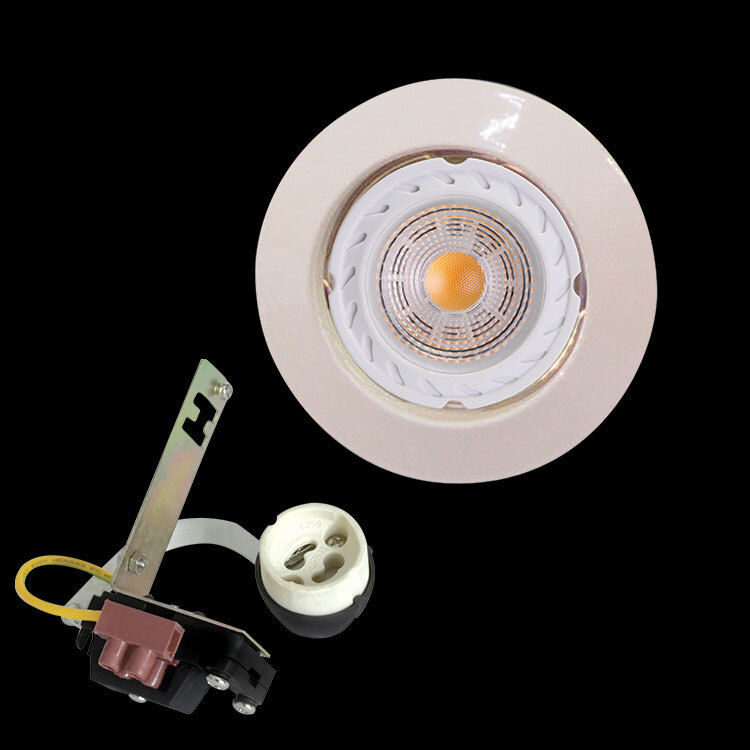 230v 10W GU10 Aluminium Bevelled White Straight Downligh
