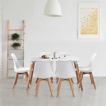 Dining Set- Table( 1.2M) and 6 Padded Chairs- White