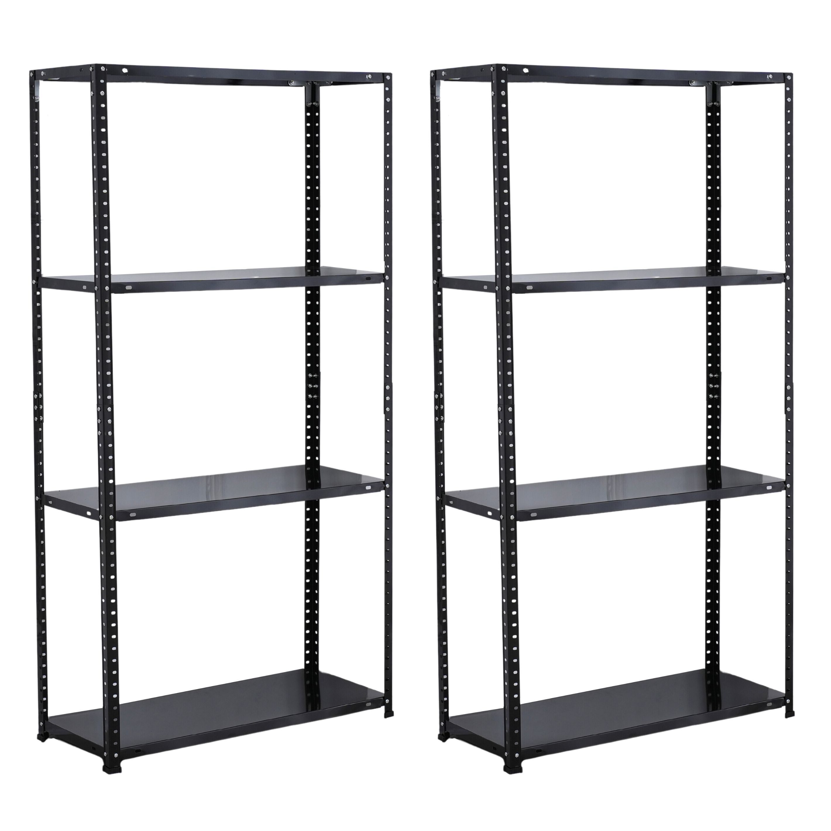 Infinity Homeware - 2 Units X 4 Tier Steel Shelving - 75 x 30 x 143 cm - Black