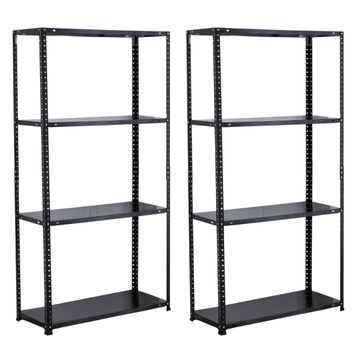 Infinity Homeware - 2 Units X 4 Tier Steel Shelving - 75 x 30 x 143 cm - Black