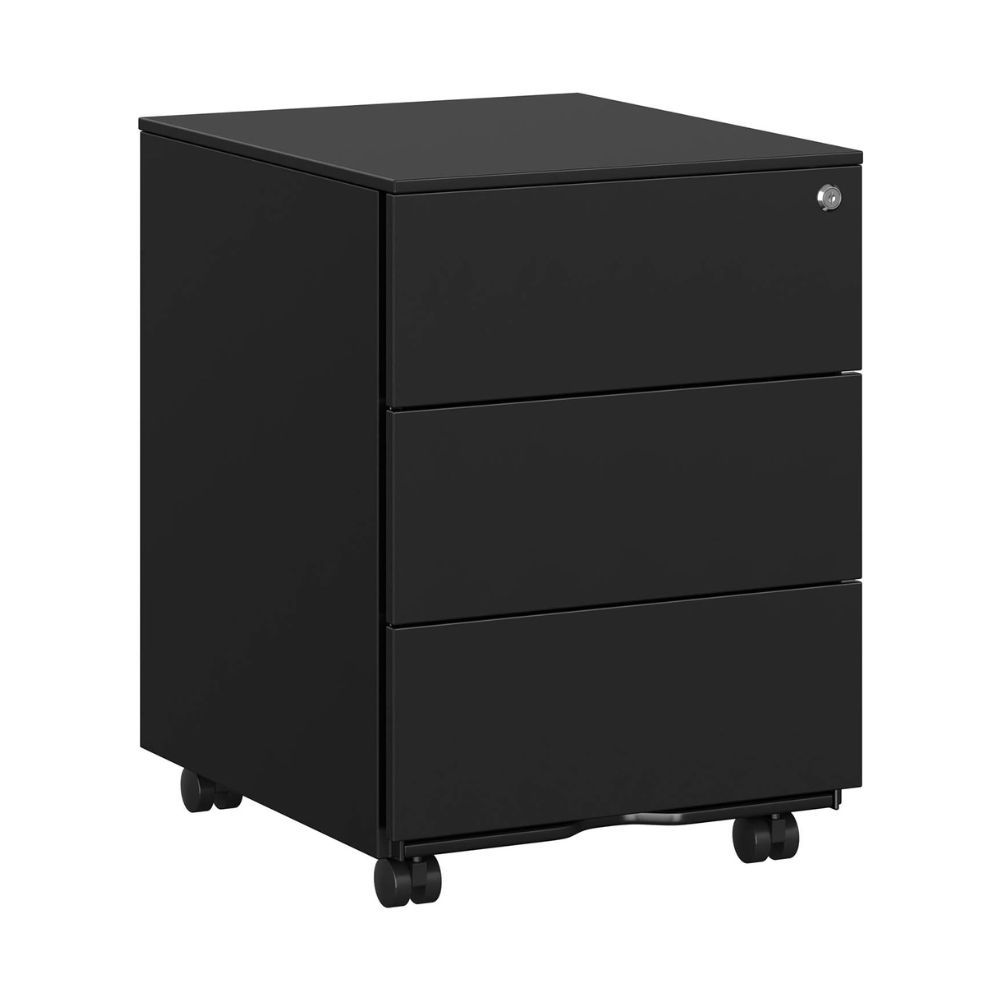 Songmics Rolling Filing Storage Cabinet with 3 Drawers, Black