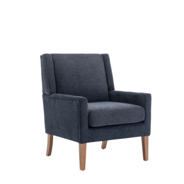 Leston Wide Upholstered Fabric Accent Armchair - Blue Linen