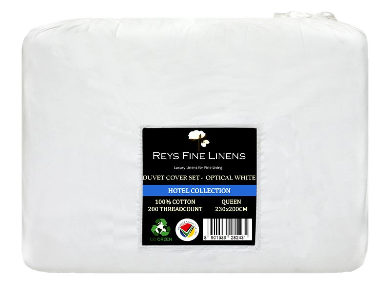 Rey's Fine Linen - Hotel Collection - Oxford Duvet Cover Set-06 Pc Pack-Queen-Optical White