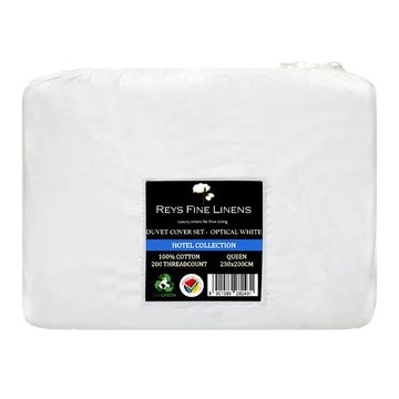 Rey's Fine Linen - Hotel Collection - Oxford Duvet Cover Set-06 Pc Pack-Queen-Optical White