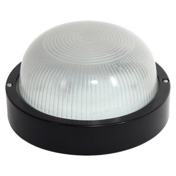 230VAC 9W Black LED Bulkhead 6000K IP54
