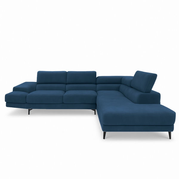 Meghan Corner Couch-Velvet Dark Blue