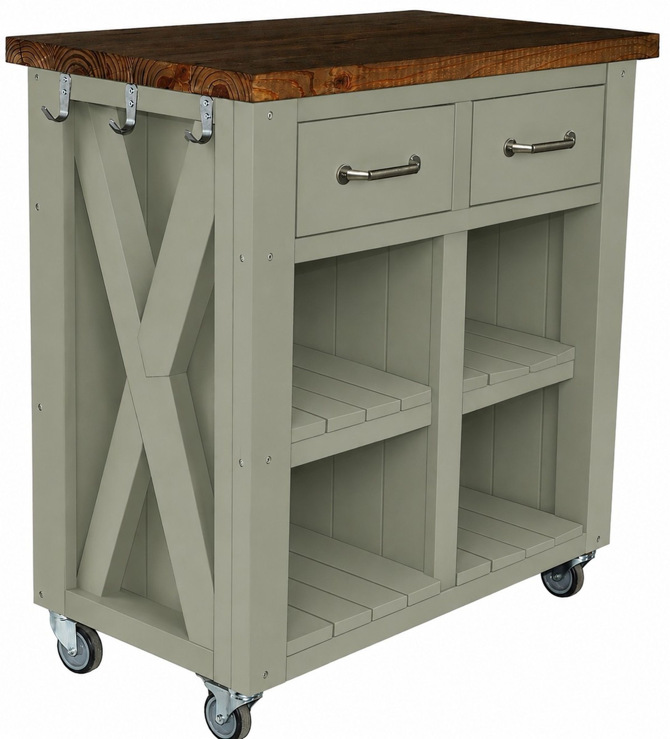 Paulos Green Kitchen Island/Butcher, providing more Space and Storage