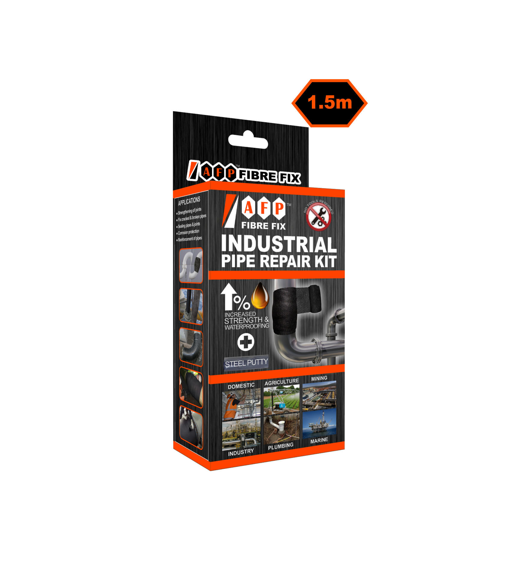 AFP FIBRE FIX INDUSTRIAL PIPE REPAIR KIT 100MM Putty X 1.5M Bandage