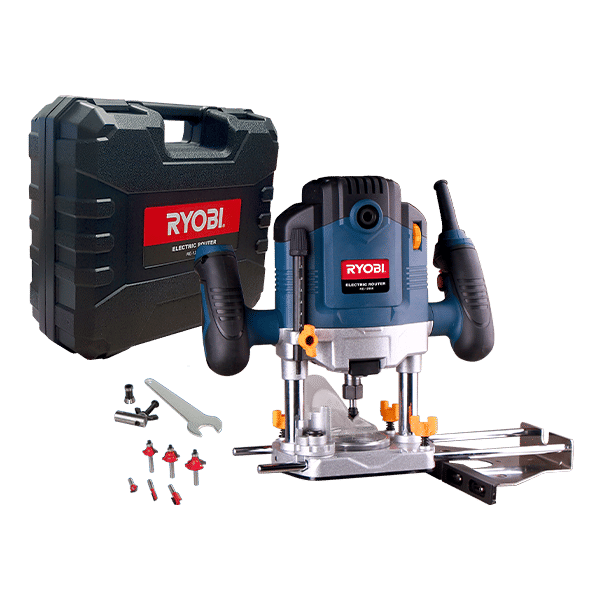 Ryobi  ROUTER WITH 6 BITS AND CARRY CASE DEPTH 1200W