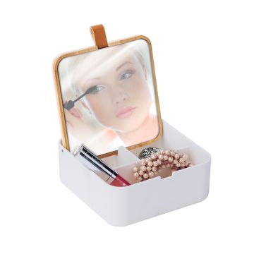 WENKO - ORGANIZER WITH COSMETIC MIRROR - BOVISA - WHITE