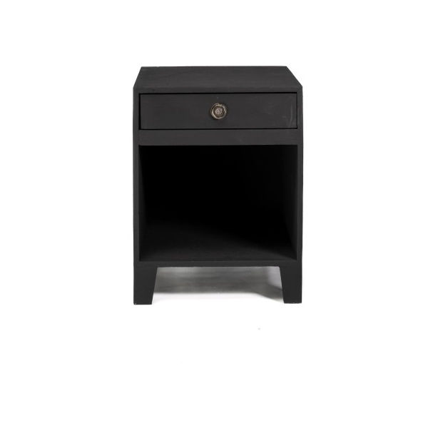 Furnwood Bedside Table One Drawer  Black