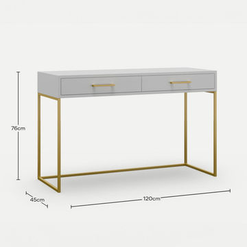 Dresser / Desk Lilo Satin Light Grey - Gold Frame