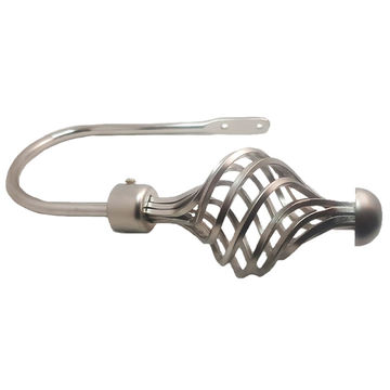Matoc Designs Curved Curtain Tieback Arm with Swirl Finial - Silver (Pack of 2)