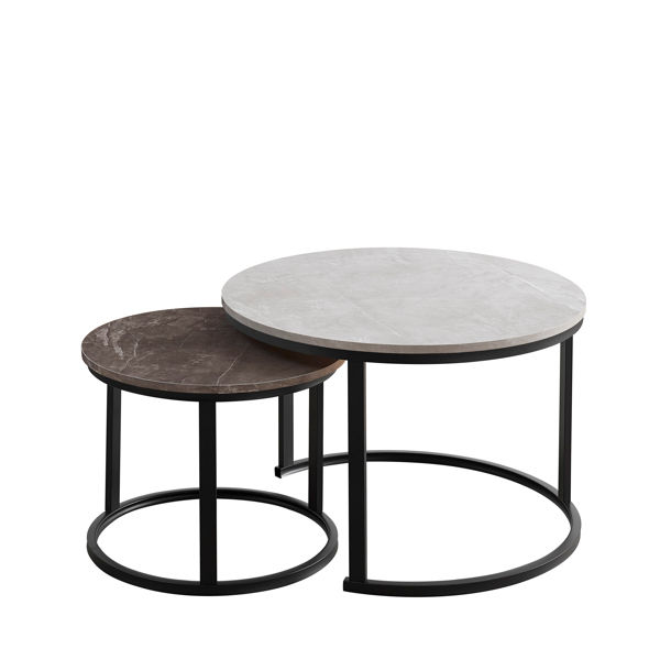 Everfurn 2 Piece Medium Coffee Table Indus Series-Light & Dark Grey