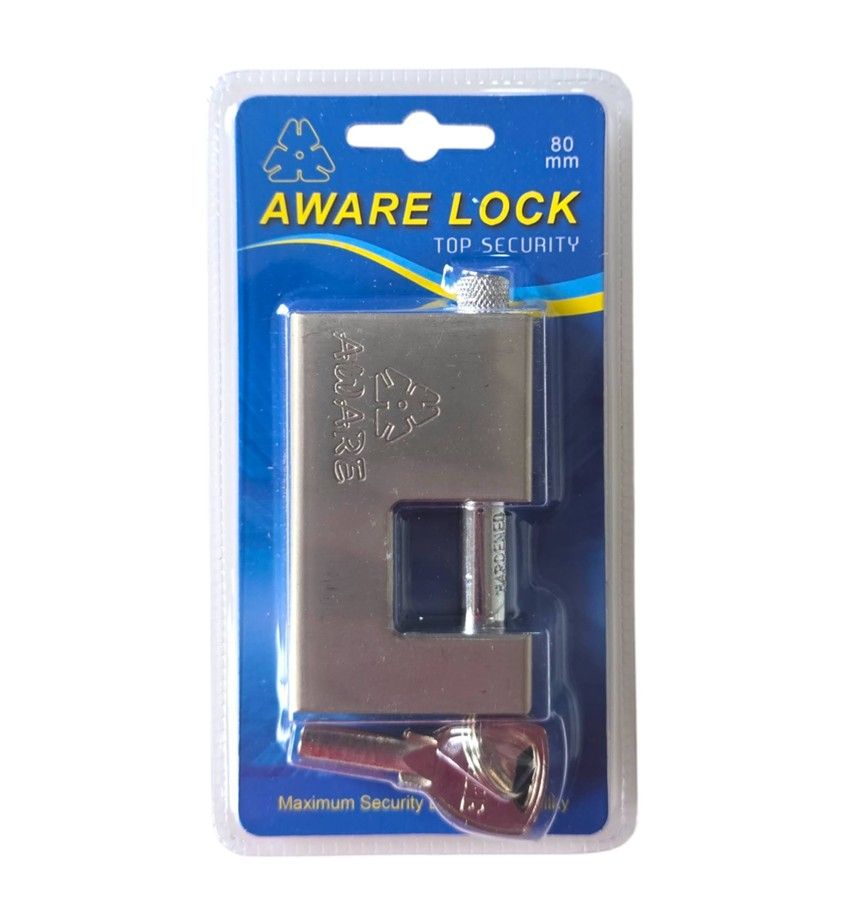 AWARE - Insurance Padlock - Brass Mechanism Hardend Steel Body - 80mm
