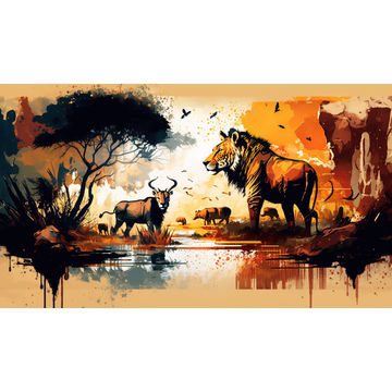 Canvas Wall Art - Canvas Wall Art –Kruger National Park Safari - B1087 - [120 x 80 cm]