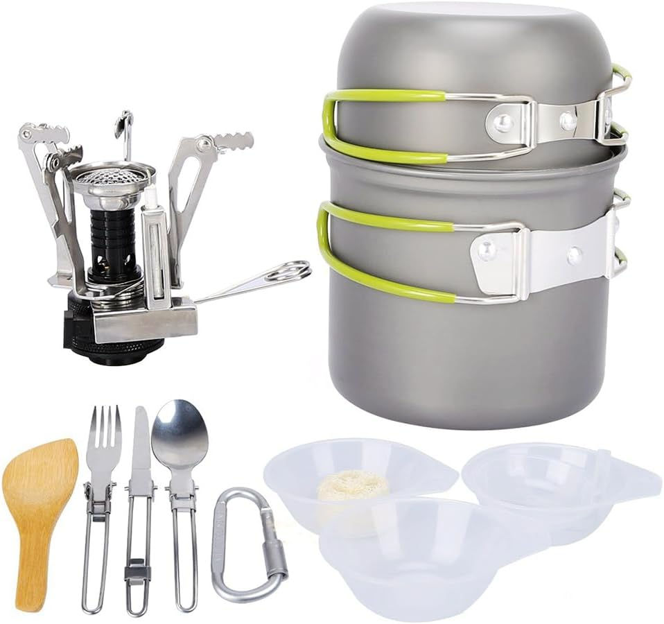 Ultra Light Portable Outdoor Camping Cookware Stove Cultery 13Pcs Set