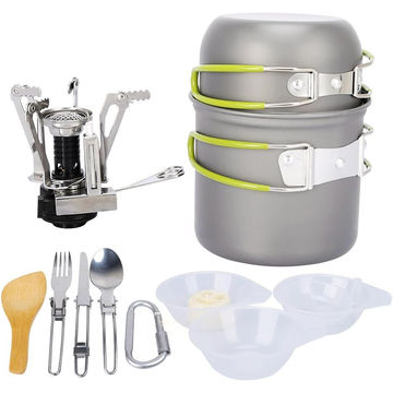 Ultra Light Portable Outdoor Camping Cookware Stove Cultery 13Pcs Set