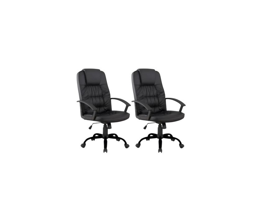 Set Of 2 Adjustable Backrest Executive Chair With Wheels And Armrest