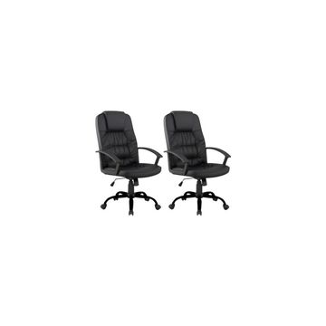 Set Of 2 Adjustable Backrest Executive Chair With Wheels And Armrest