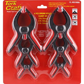 Clamp Spring Nylon 6Pce Set 75Mm/100Mm/150Mm