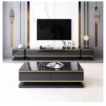Asher NOVA TV and Coffee Table Set Black