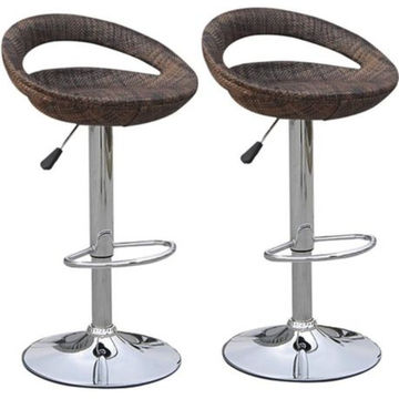 Bar / Kitchen Counter Stools - 2 Pack - Rattan Wicker- Dark Brown Colour