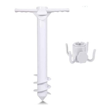 Killer Deals Beach Umbrella Holder Anchor Screw Stake & Towel Hook Set
