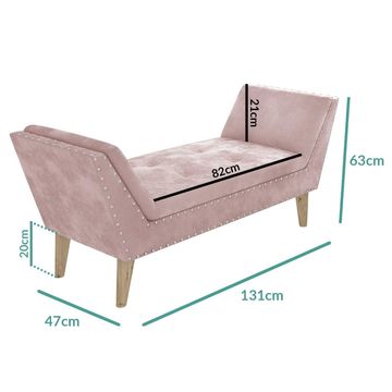 Velvet Bench Seat with Stud Detailing in Black