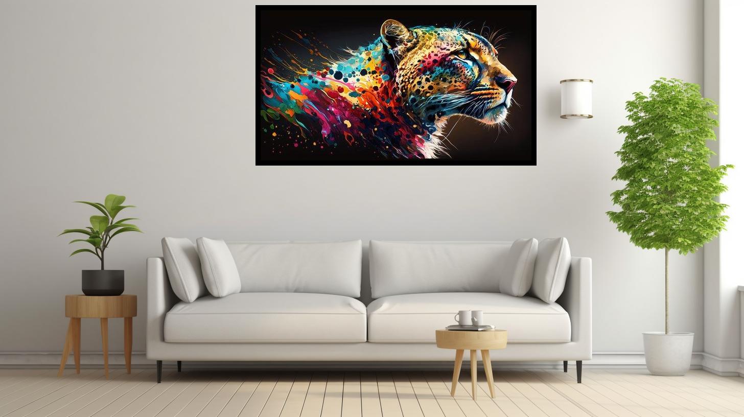 Canvas Wall Art - Cheetah Head Painting - B1584 [120 x 80 cm]